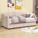 Velvet Upholstered Twin Daybed with Storage - [Drawers]