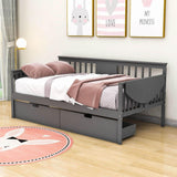 Wood Twin Daybed with Storage - [Drawers, Side Shelves]