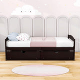 Wood Low Twin Daybed with Storage Drawers - [Backless]