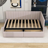 Twin Linen Upholstered Daybed with Storage - [Drawers]