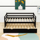 Wooden Low Twin Daybed Frame with Twin Trundle