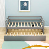 Wooden Low Twin Daybed Frame with Twin Trundle