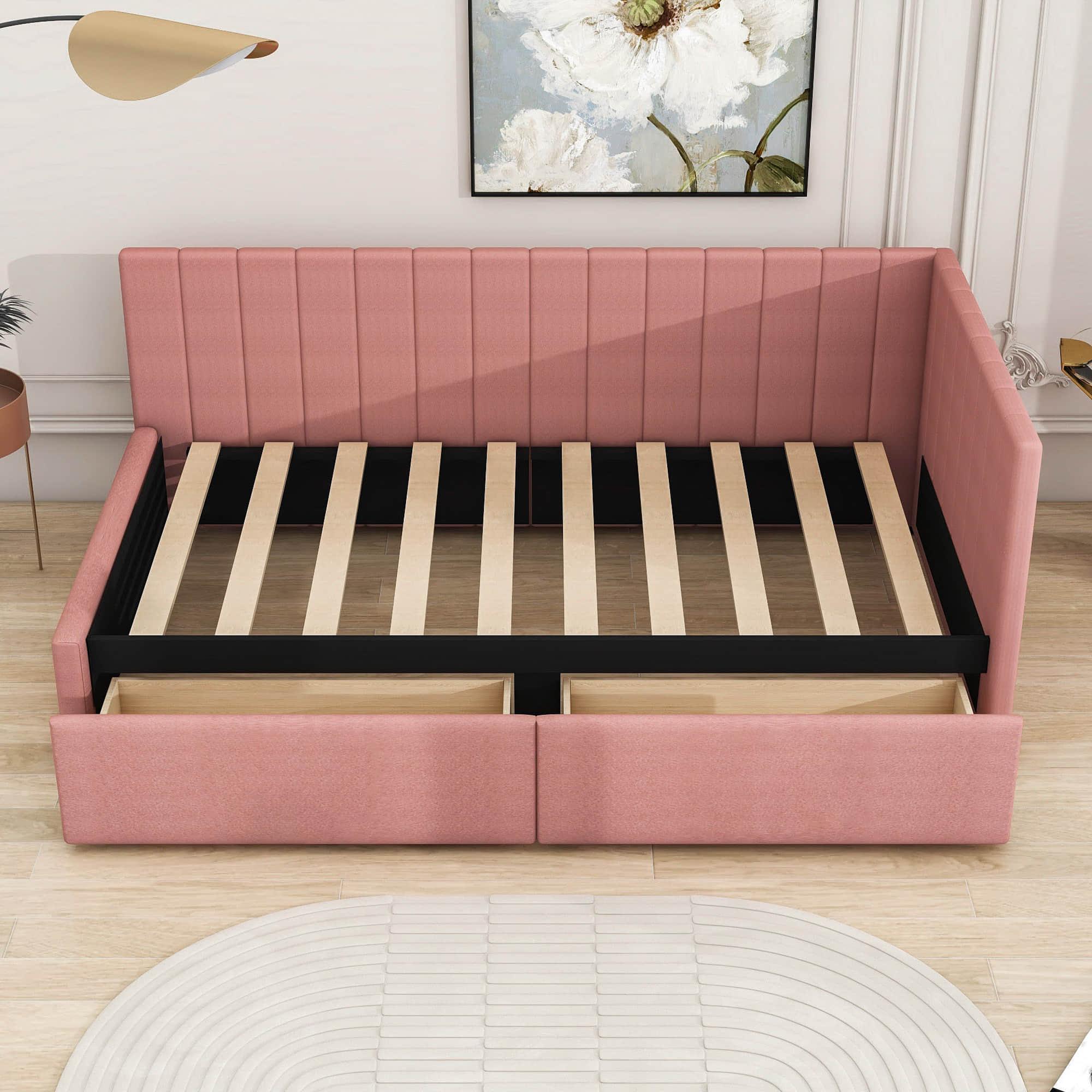 Twin Linen Upholstered Daybed with Storage - [Drawers]