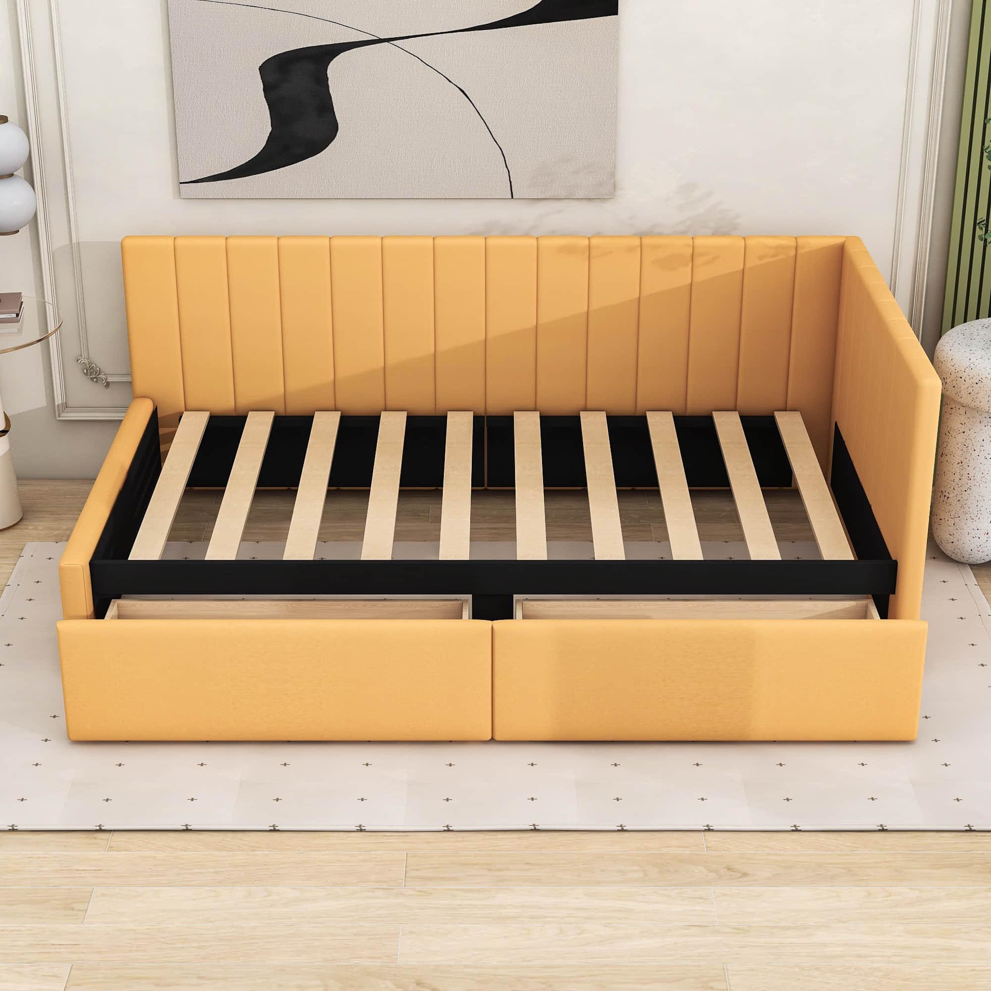 Twin Linen Upholstered Daybed with Storage - [Drawers]