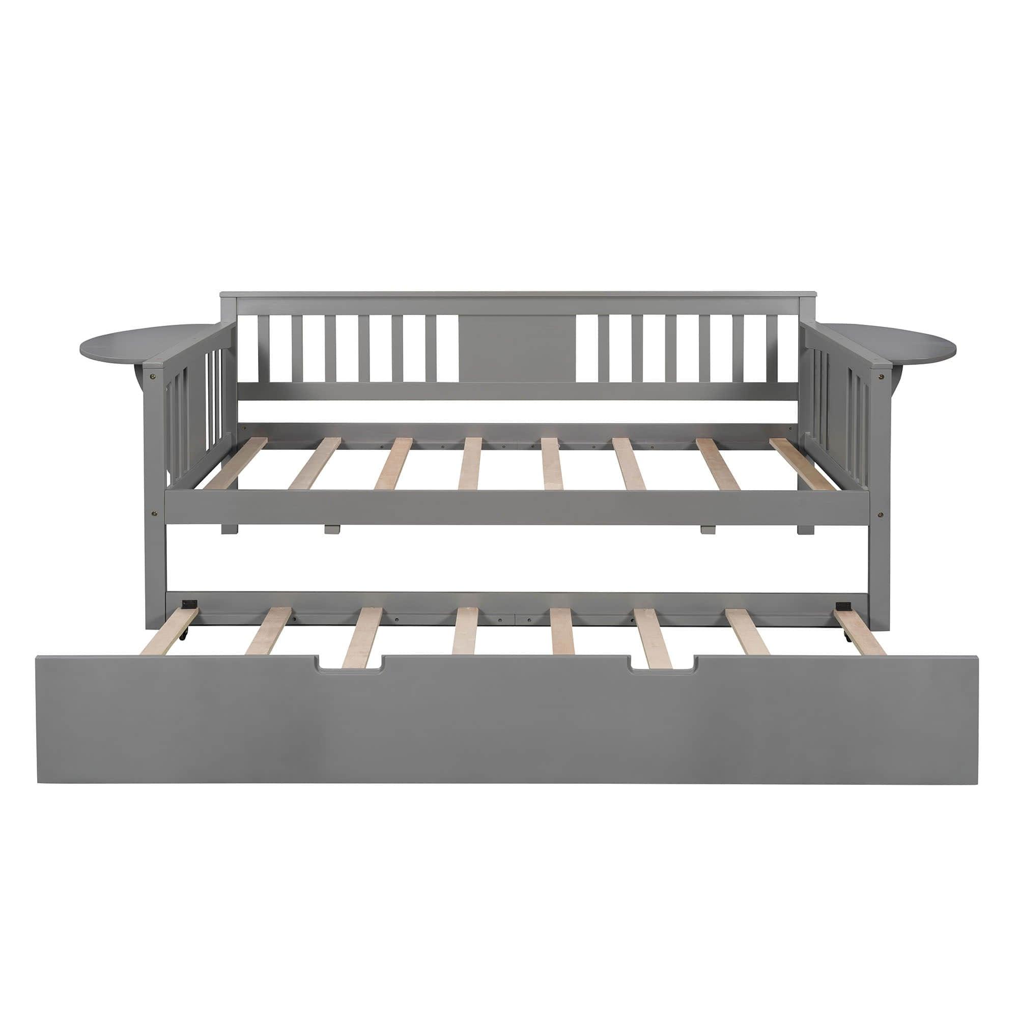 Wooden Twin Daybed with Trundle Bed and Storage