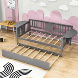 Wooden Twin Daybed with Trundle Bed and Storage