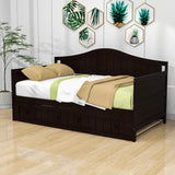 Wood Twin Daybed with Trundle and Arch Back