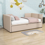 Twin Size Upholstered Daybed with Adjustable Pop Up Trundle