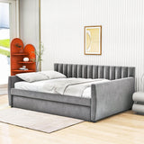 Velvet Upholstered Full Size Daybed with Trundle