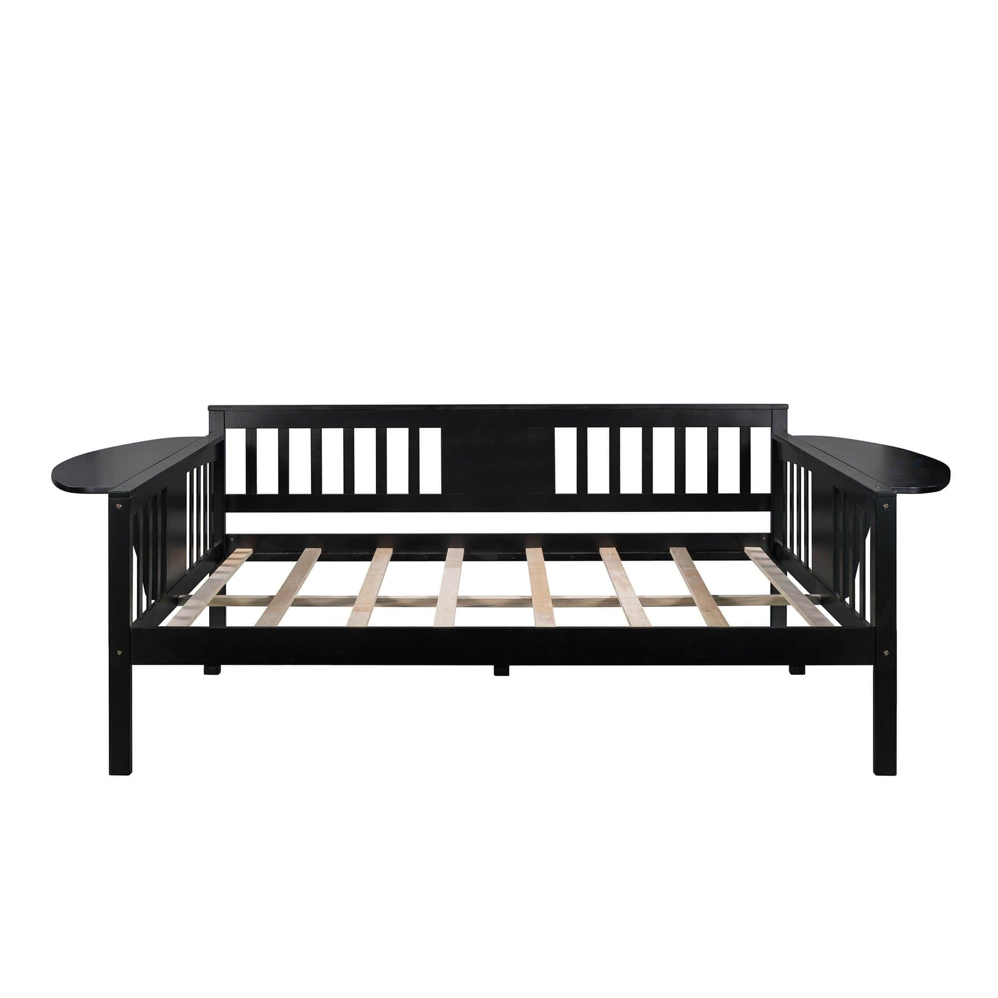 Wood Full Size Daybed with Storage - [Side Shelves]