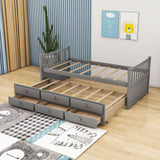 Backless Wooden Twin Daybed with Trundle and Storage - [Drawers]