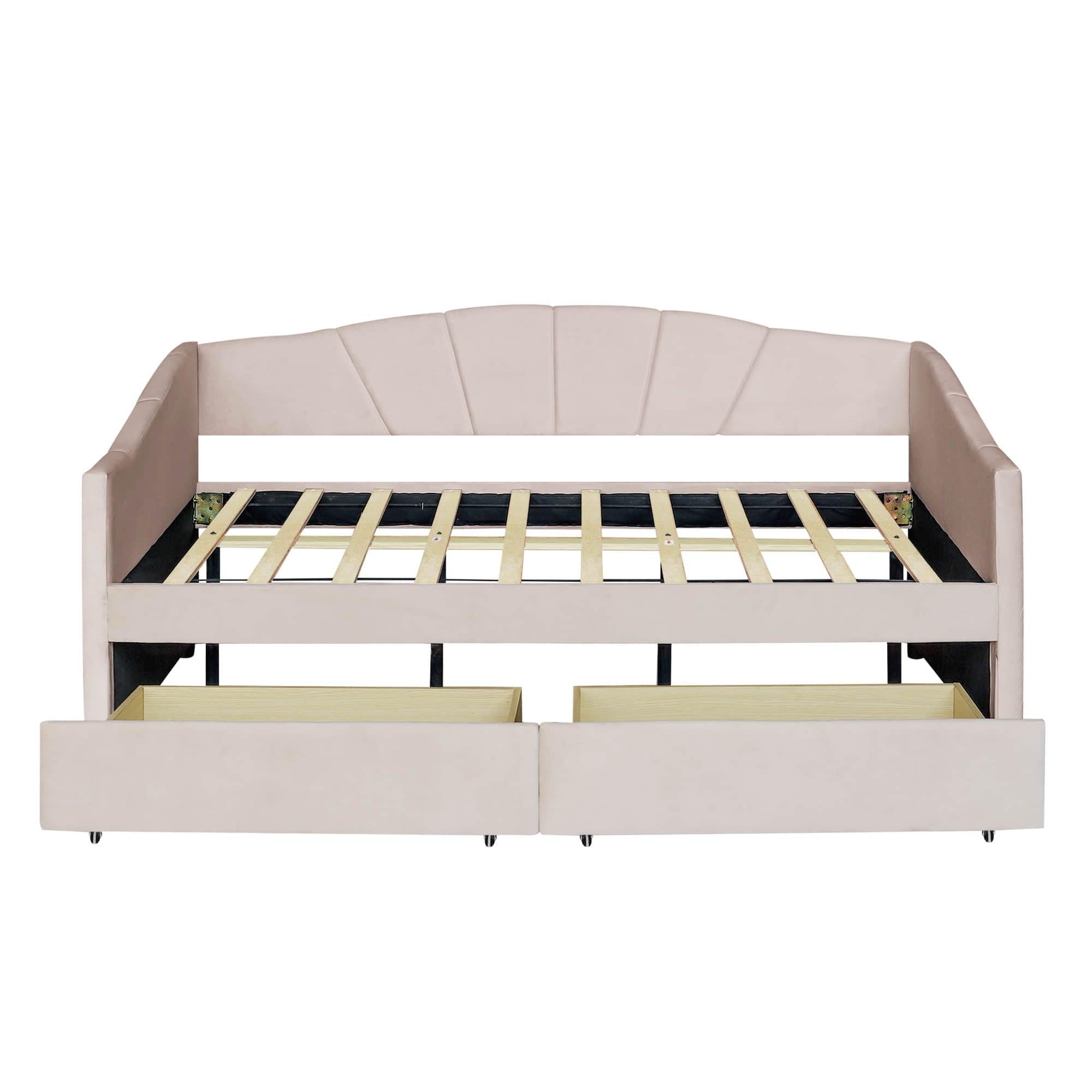 Velvet Upholstered Twin Daybed with Storage - [Drawers]