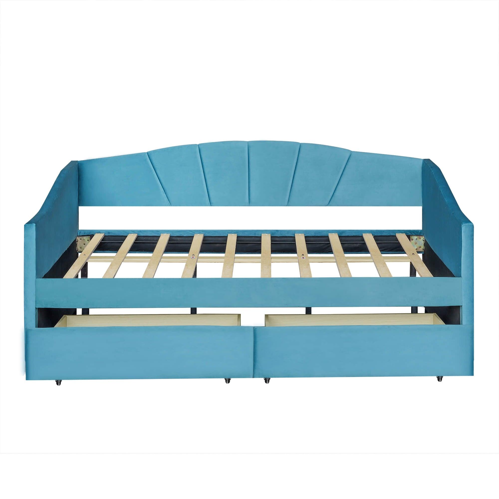 Velvet Upholstered Twin Daybed with Storage - [Drawers]