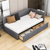 Twin Linen Upholstered Daybed with Storage - [Drawers]