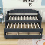 Twin Upholstered Daybed with Trundle and Storage - [Drawers, Linen]