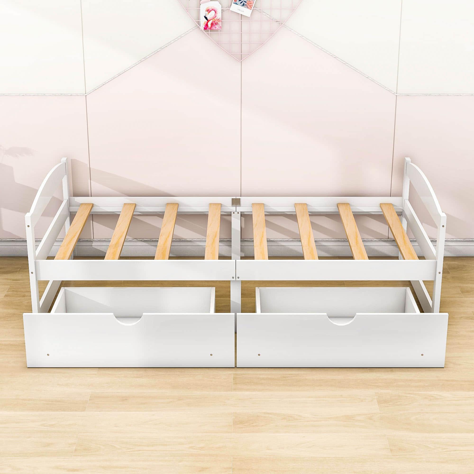 Wood Low Twin Daybed with Storage Drawers - [Backless]