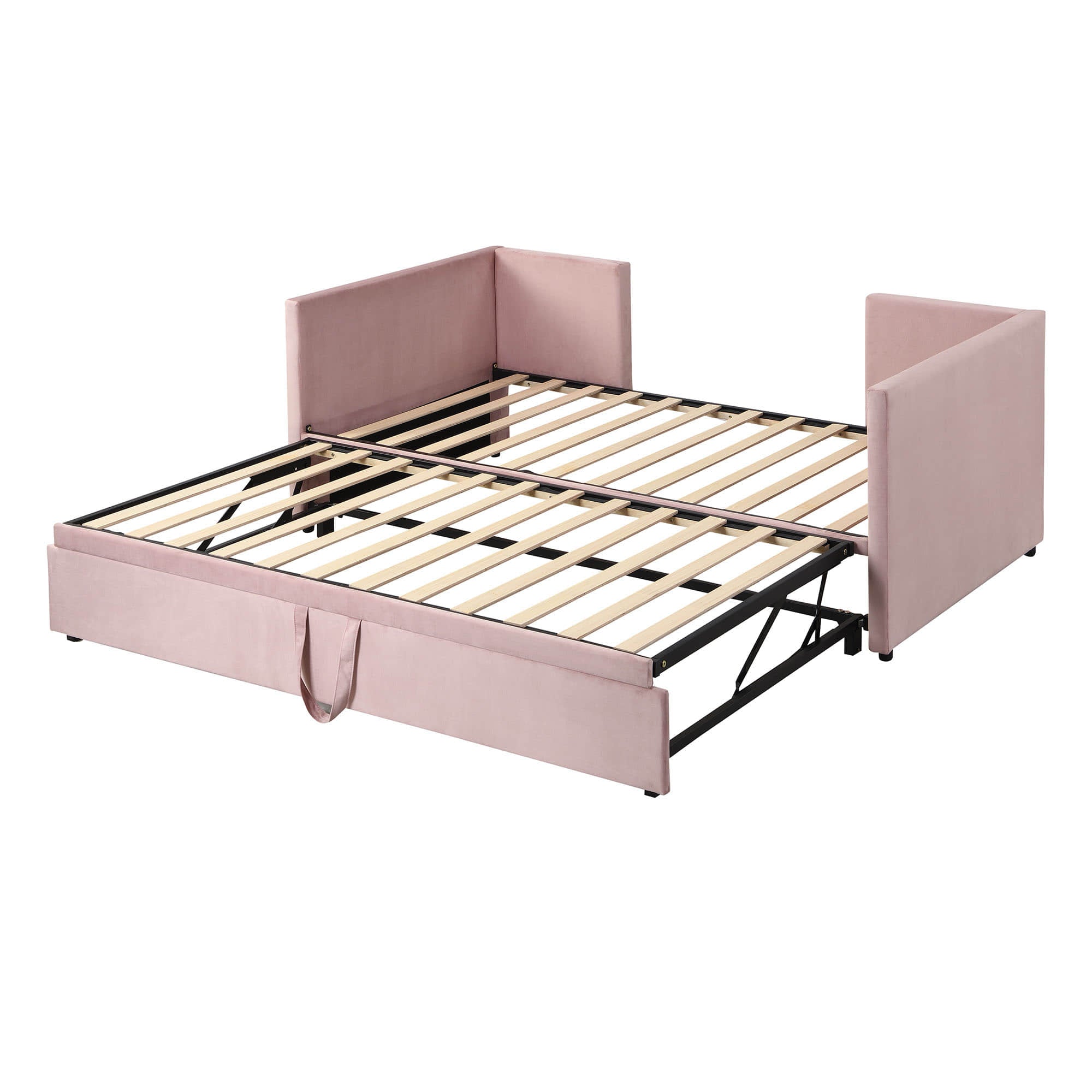 Twin Size Upholstered Daybed with Adjustable Pop Up Trundle