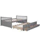 Wooden Full Size Daybed with Trundle and Storage - [Drawers, Backless]