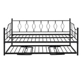 Metal Full / Double Size Daybed With Twin Pop Up Portable Folding Trundle