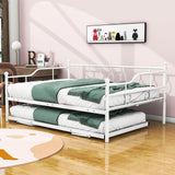 Metal Full / Double Size Daybed With Twin Pop Up Portable Folding Trundle