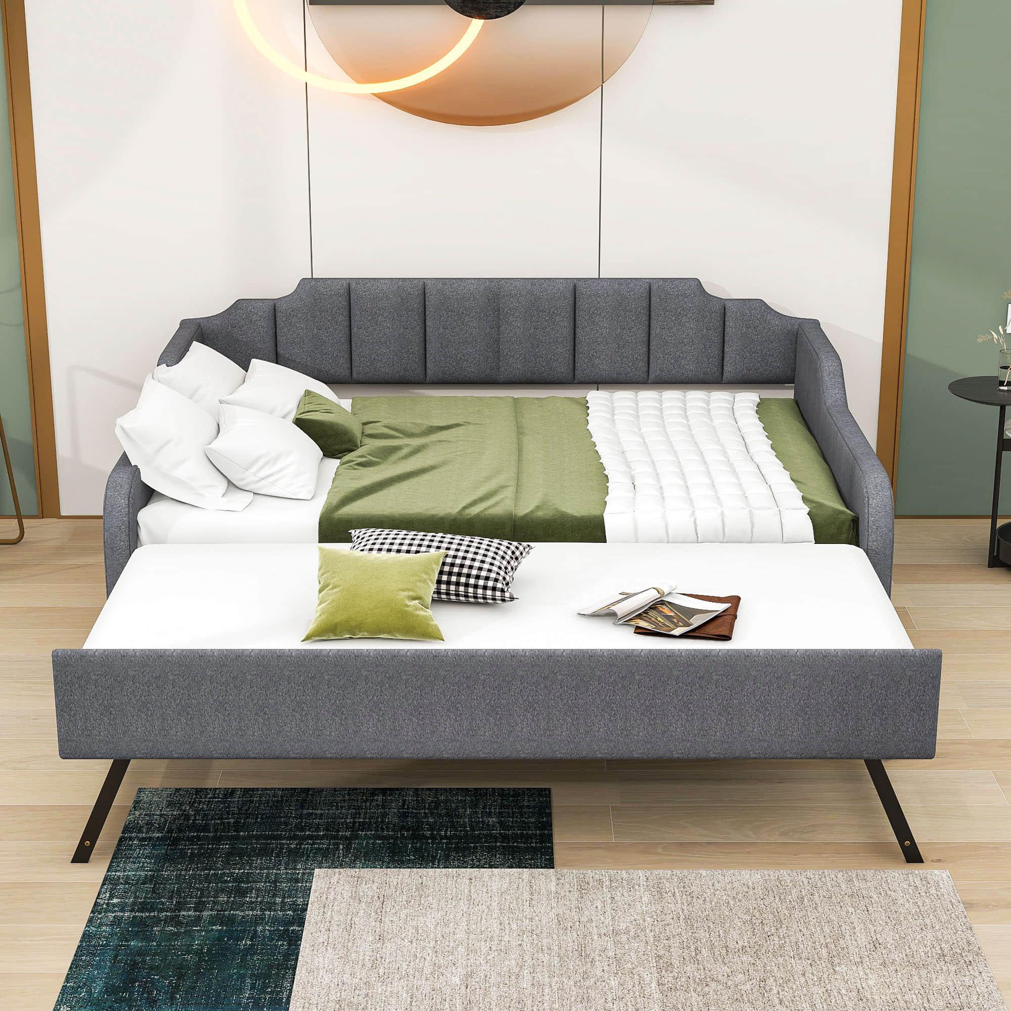 Smart Full Size Upholstered Daybed with Pull Up Trundle