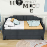 Twin Upholstered Daybed with Trundle and Storage - [Drawers, Linen]