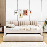 Velvet Upholstered Full Size Daybed with Trundle