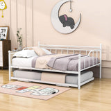 Metal Full Size Daybed with Foldable Pop-Up Trundle