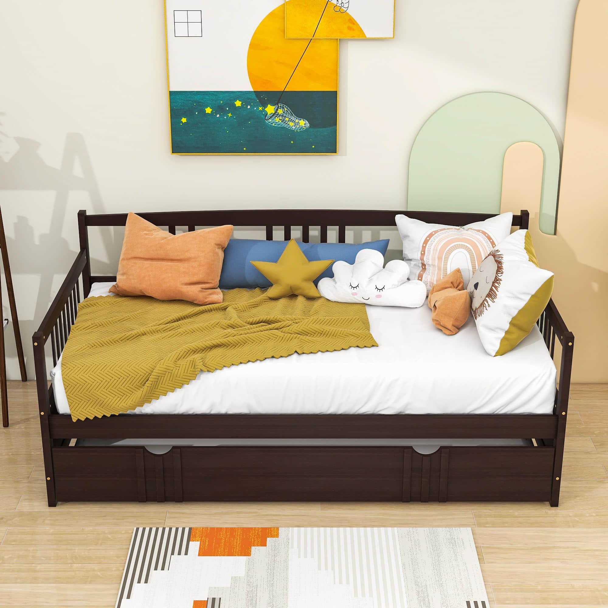 Wooden Twin Daybed with Twin Trundle