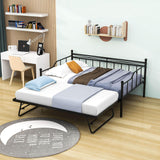 Metal Full Size Daybed with Foldable Pop-Up Trundle