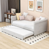 Modern Luxury Twin Size Upholstered Daybed with Trundle for Adults - [Backless]