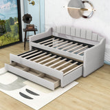 Twin Upholstered Daybed with Trundle and Storage - [Drawers, Linen]