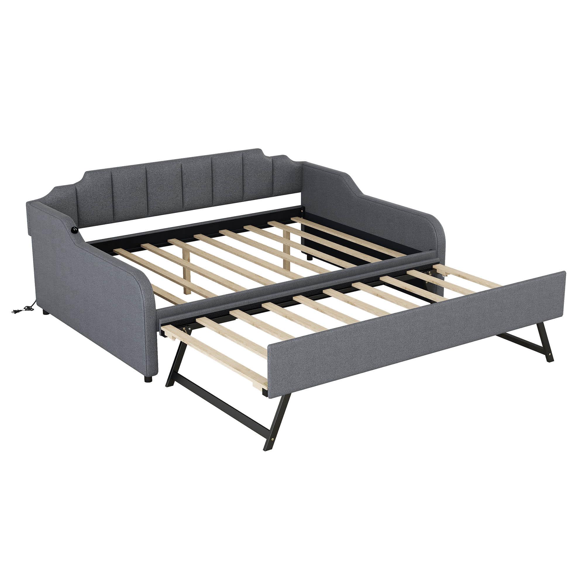 Smart Full Size Upholstered Daybed with Pull Up Trundle