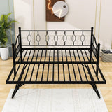 Metal Twin Size Daybed with Twin Pop Up Portable Folding Trundle