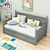 Wood Twin Daybed With Twin Trundle & Beadboard Back