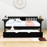 Wooden Full Size Daybed with Trundle Bed and Storage