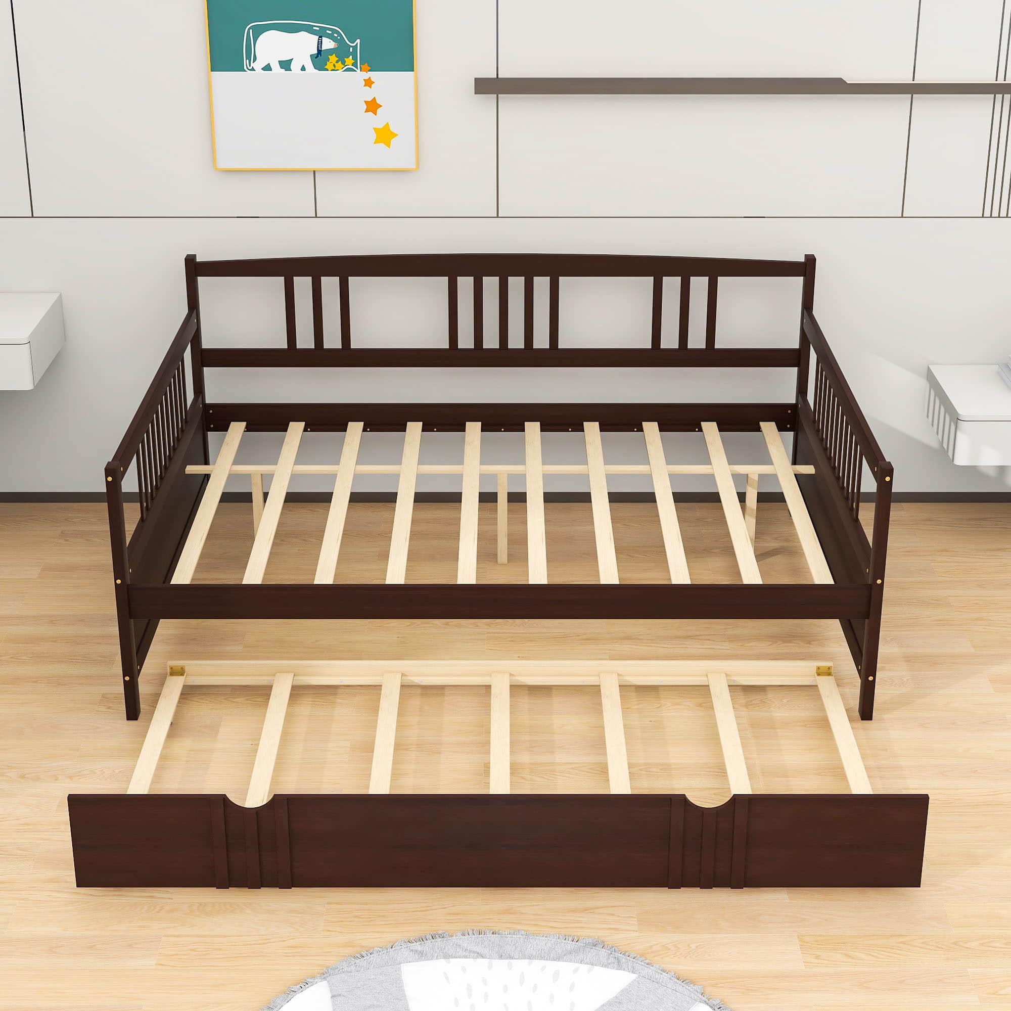 Wooden Full Size Daybed with Twin Trundle