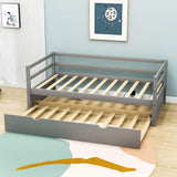 Wooden Low Twin Daybed Frame with Twin Trundle