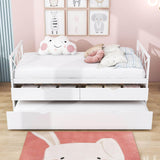 Twin Daybed with Trundle and Storage Drawers for Kids Adults - [Wood, Backless]