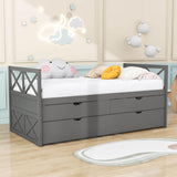 Twin Daybed with Trundle and Storage Drawers for Kids Adults - [Wood, Backless]