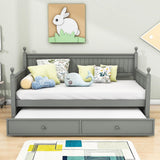 Wood Twin Daybed With Twin Trundle & Beadboard Back