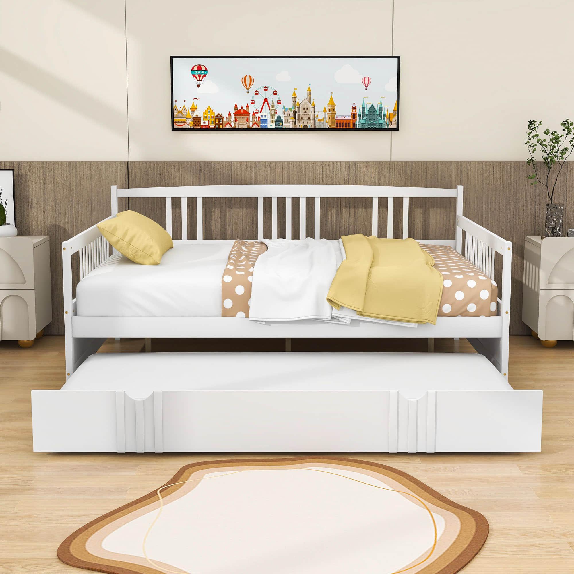 Wooden Full Size Daybed with Twin Trundle