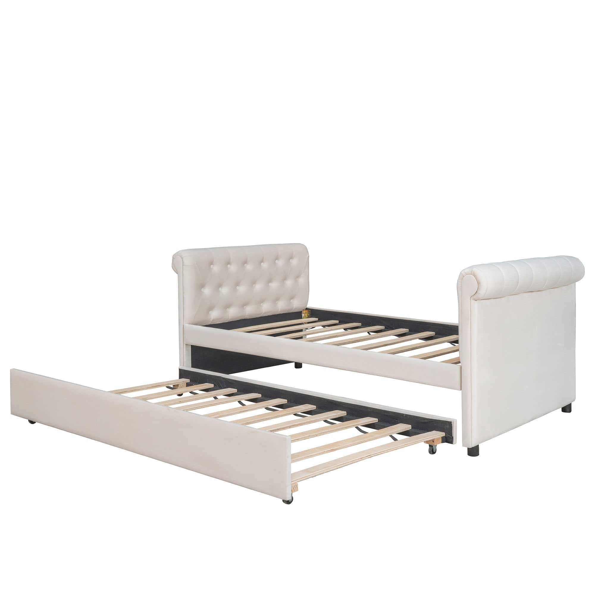 Modern Luxury Twin Size Upholstered Daybed with Trundle for Adults - [Backless]