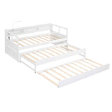 Wooden Twin XL Daybed with Twin Trundle and Storage - [Shelves, Light, USB Ports]