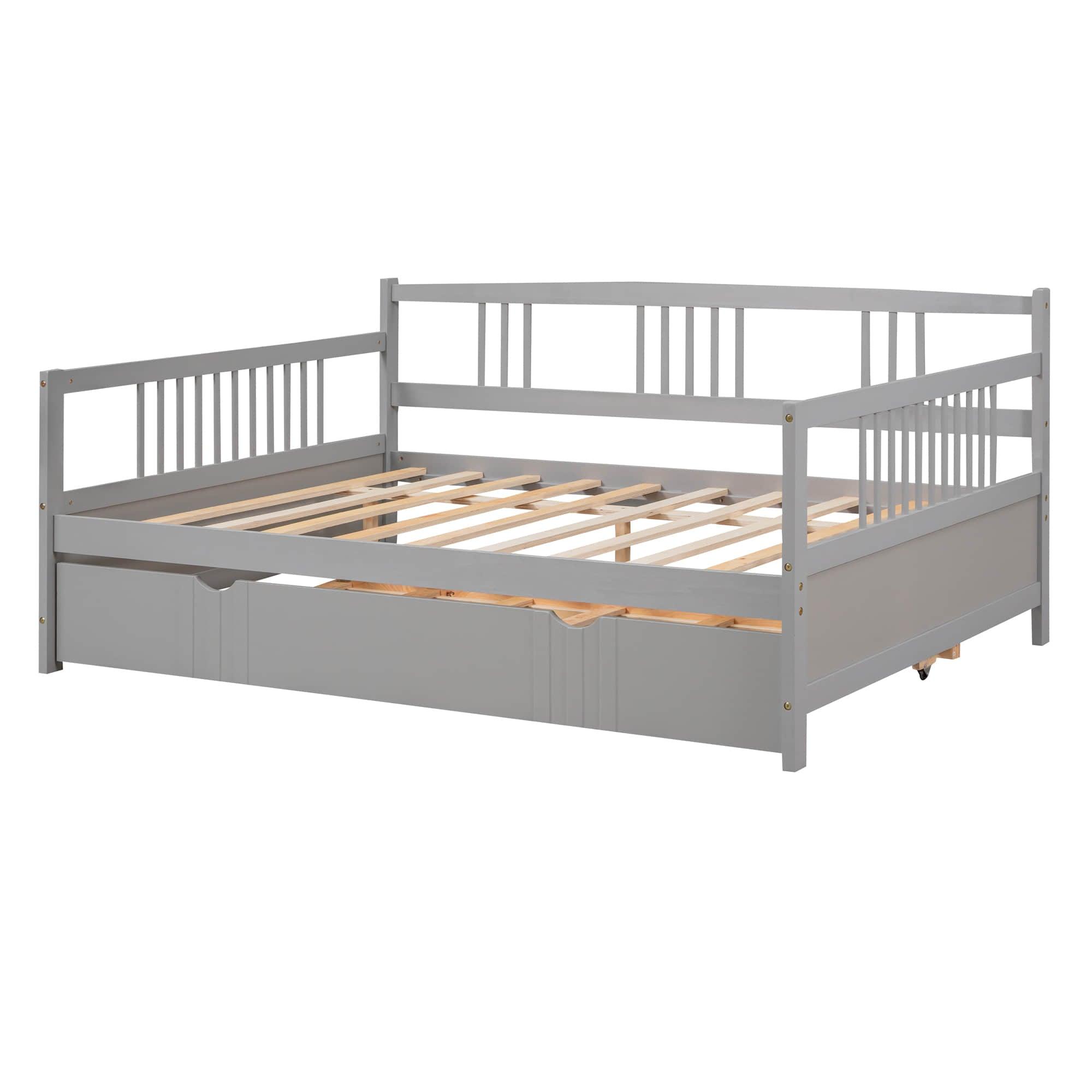 Wooden Full Size Daybed with Twin Trundle