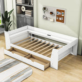 Wooden Twin Daybed with Storage and Charging Station - [Low]