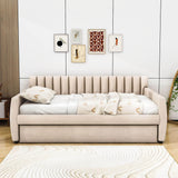 Velvet Upholstered Full Size Daybed with Trundle