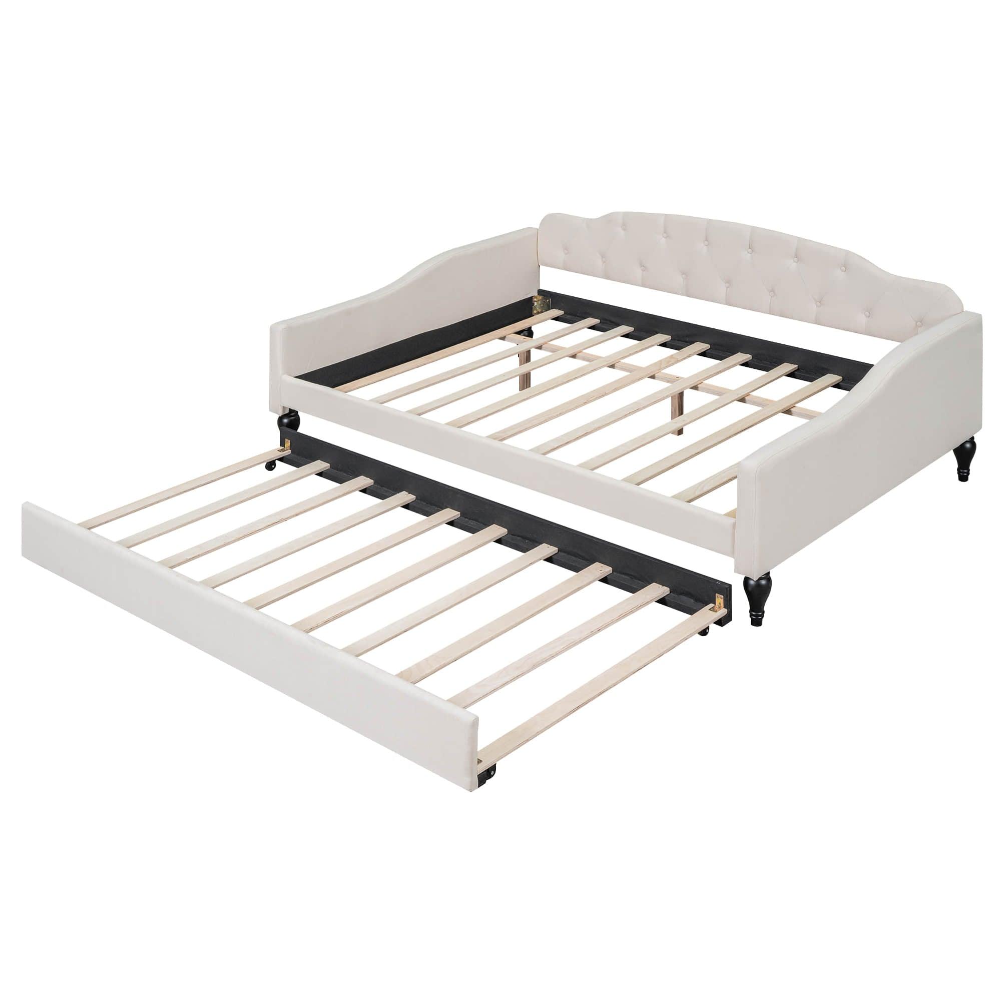 Upholstered Full Size Daybed with Twin Size Trundle