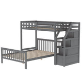 Twin Over Full Loft Bunk Beds with Stairs and Storage for Kids, Adults - [Detachable]