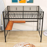 Metal Full Size Loft Bed with Desk and Grid for Kids, Adults, Teens